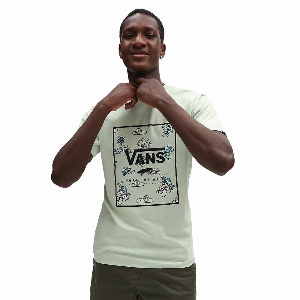 Men\'s Vans Classic Print Box T Shirts Green | USA60152