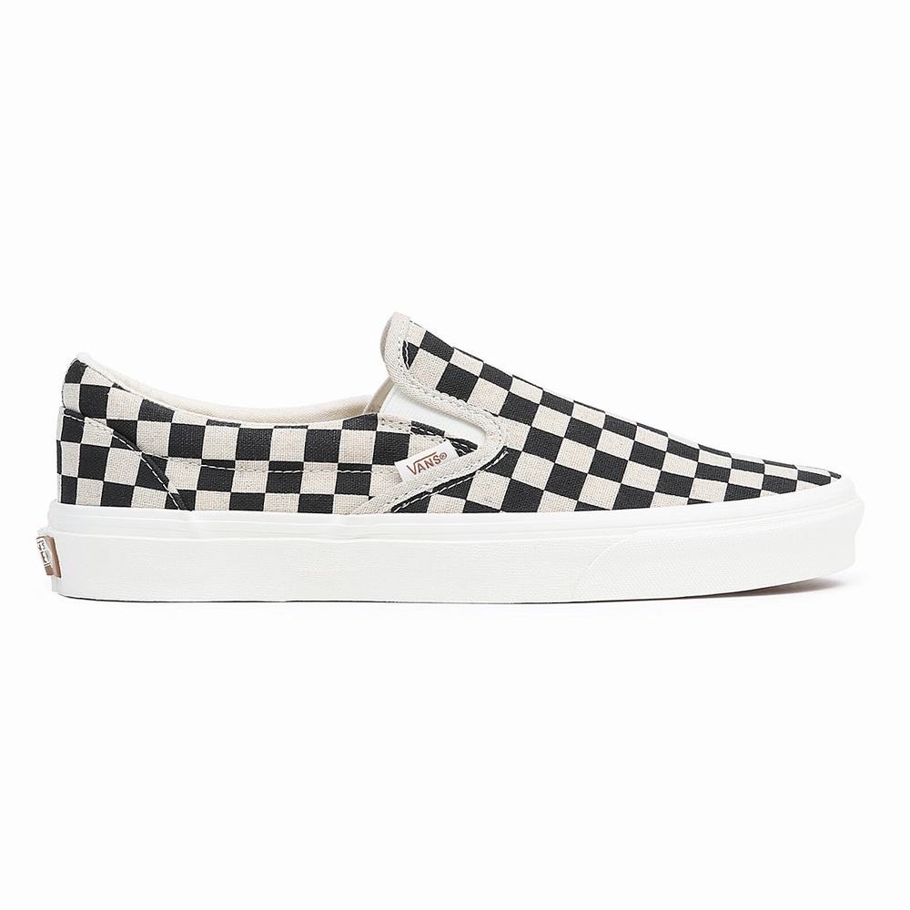 Men's Vans Classic Slip On Shoes Black / White | USA61027