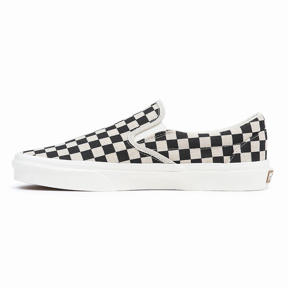 Men's Vans Classic Slip On Shoes Black / White | USA61027