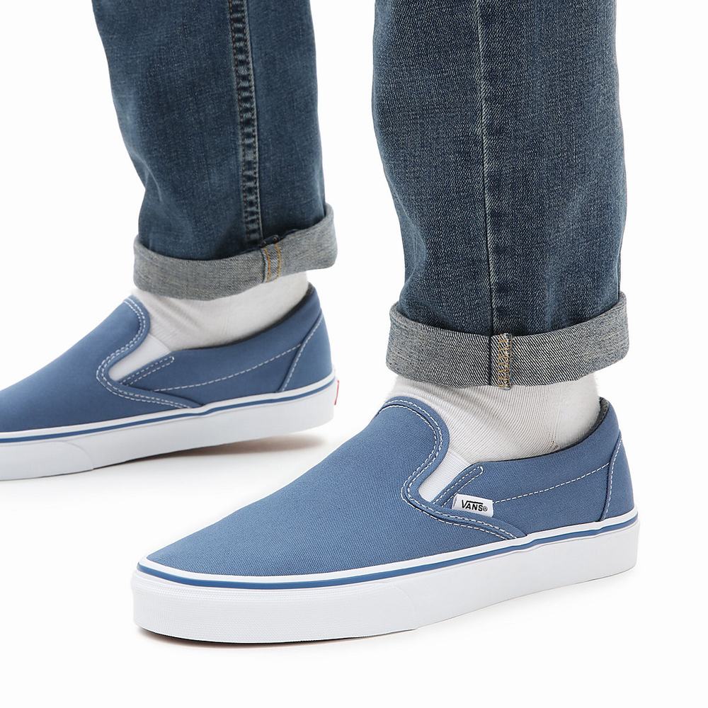 Men's Vans Classic Slip On Shoes Blue | USA38690