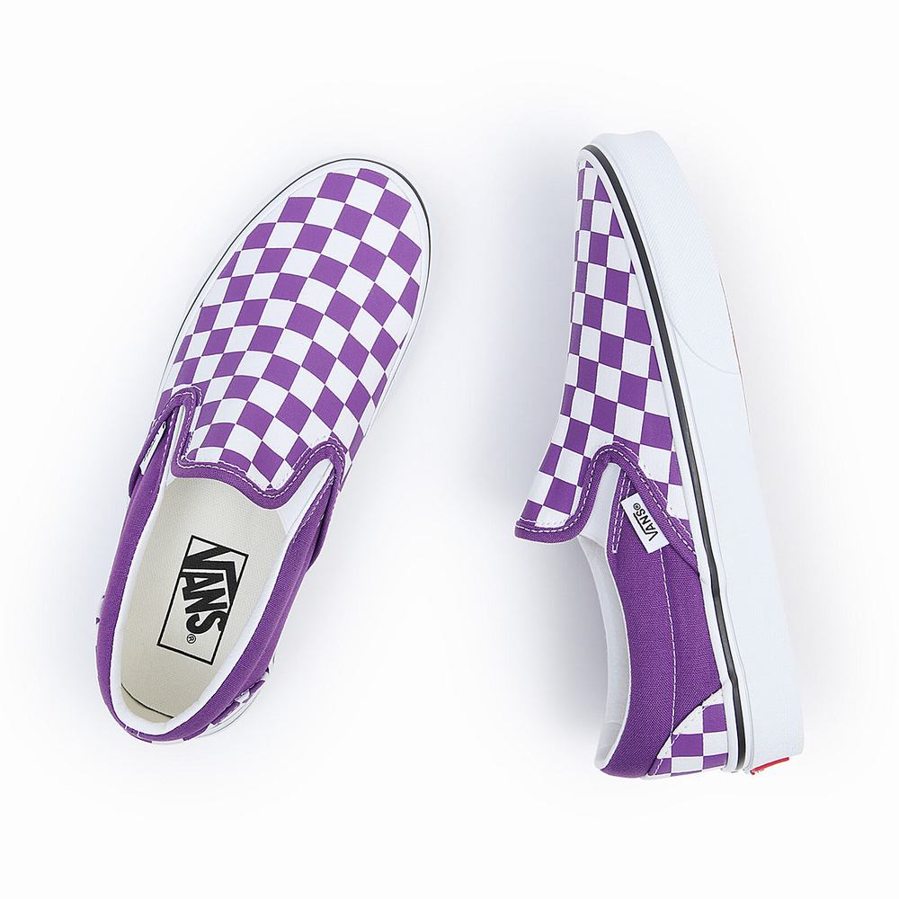 Men's Vans Classic Slip On Shoes White / Purple | USA47263