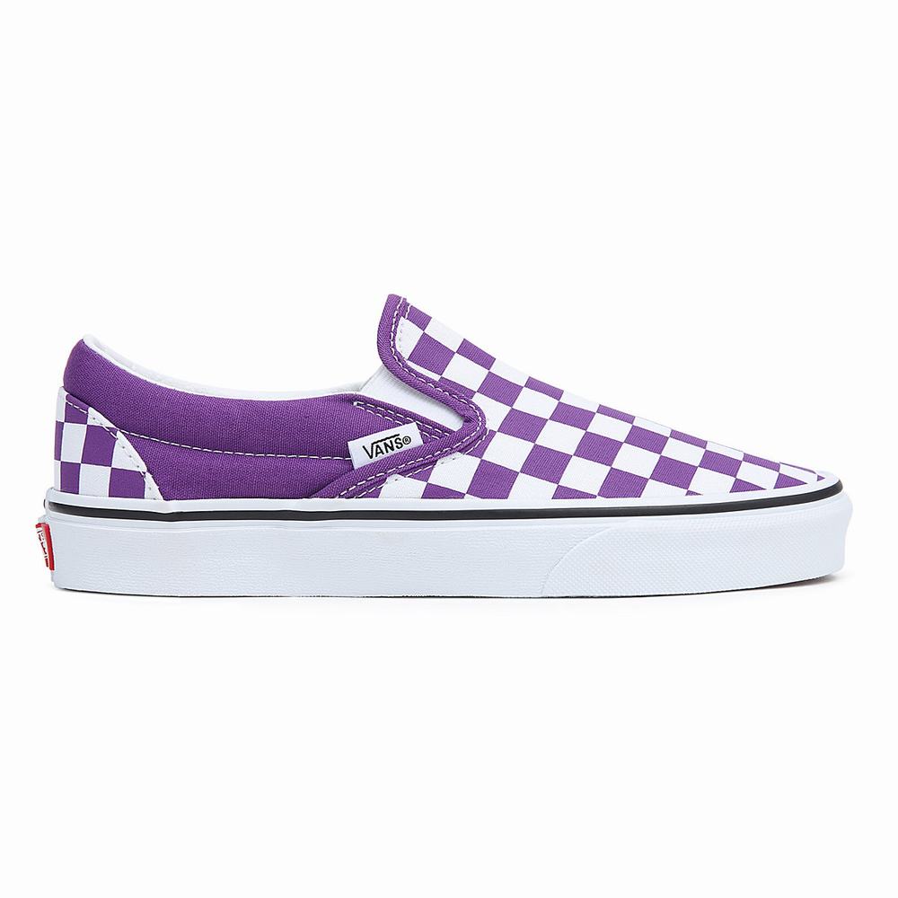 Men's Vans Classic Slip On Shoes White / Purple | USA47263