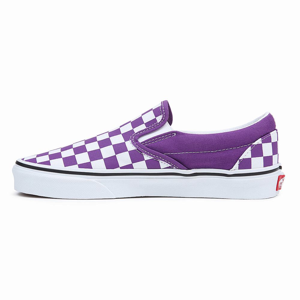 Men's Vans Classic Slip On Shoes White / Purple | USA47263