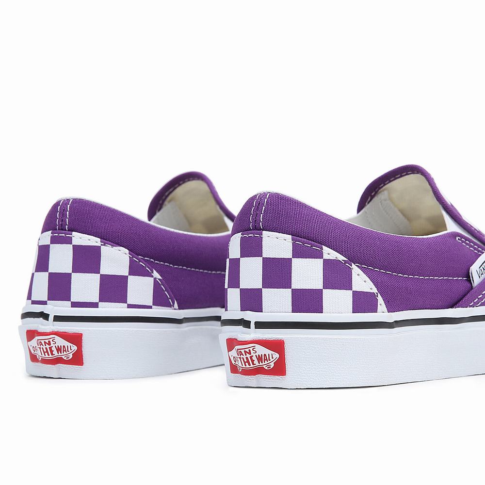 Men's Vans Classic Slip On Shoes White / Purple | USA47263