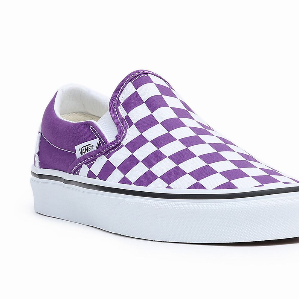 Men's Vans Classic Slip On Shoes White / Purple | USA47263