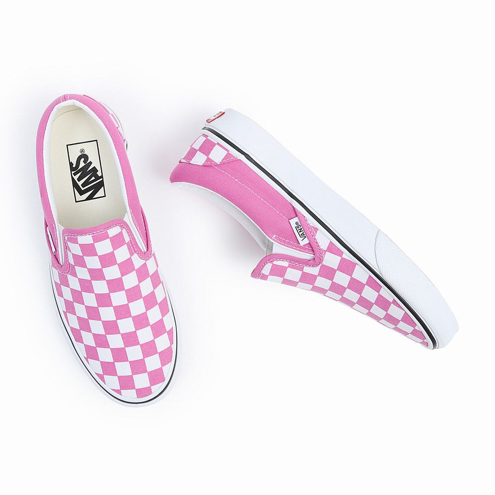 Men's Vans Classic Slip On Shoes White / Pink | USA73195