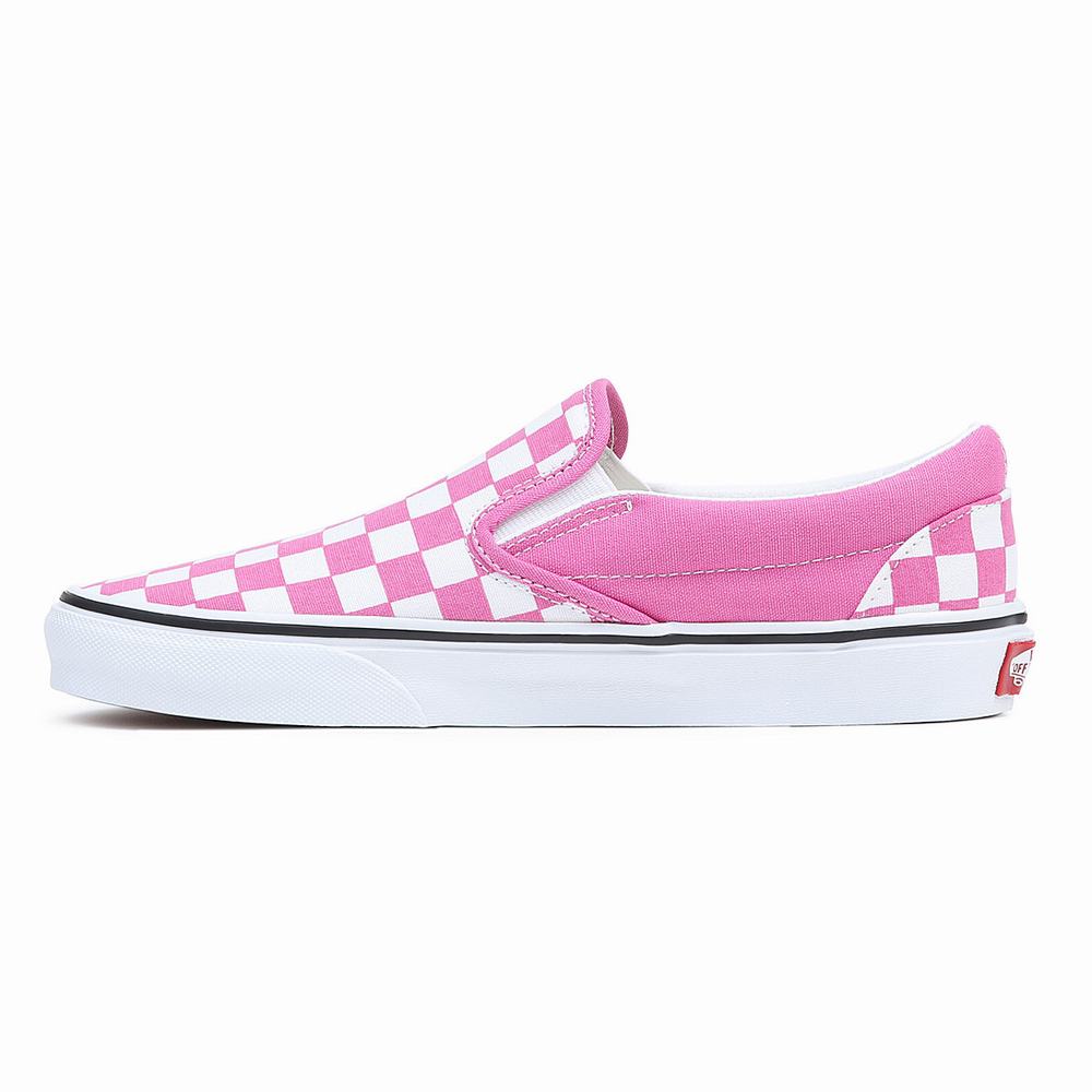 Men's Vans Classic Slip On Shoes White / Pink | USA73195