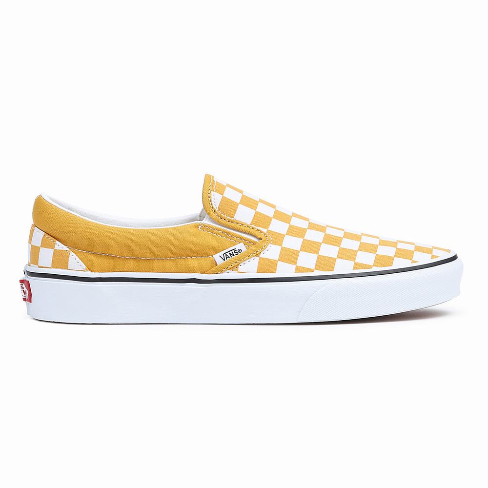 Men's Vans Classic Slip On Shoes Yellow / White | USA89173