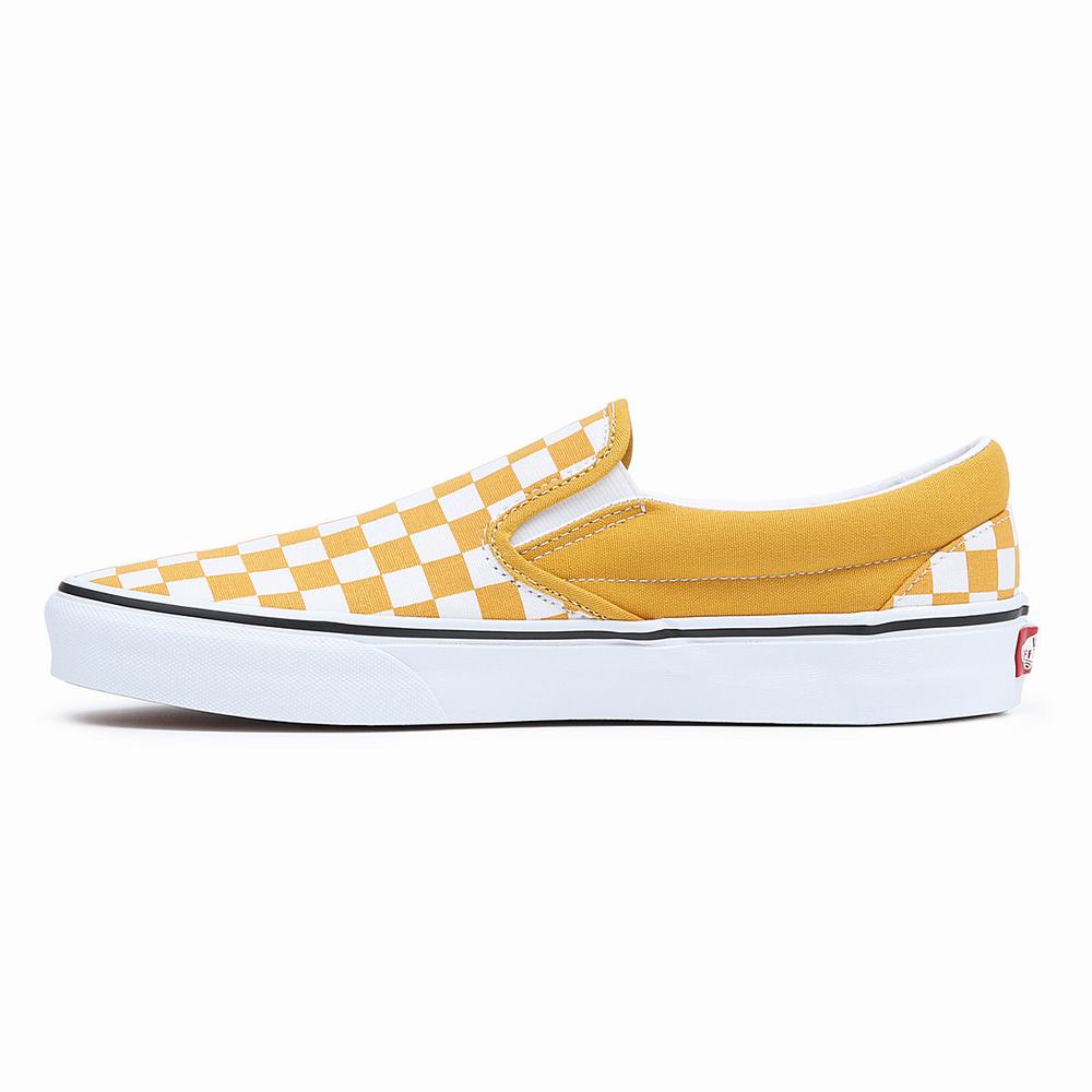 Men's Vans Classic Slip On Shoes Yellow / White | USA89173