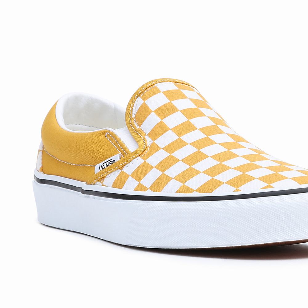 Men's Vans Classic Slip On Shoes Yellow / White | USA89173