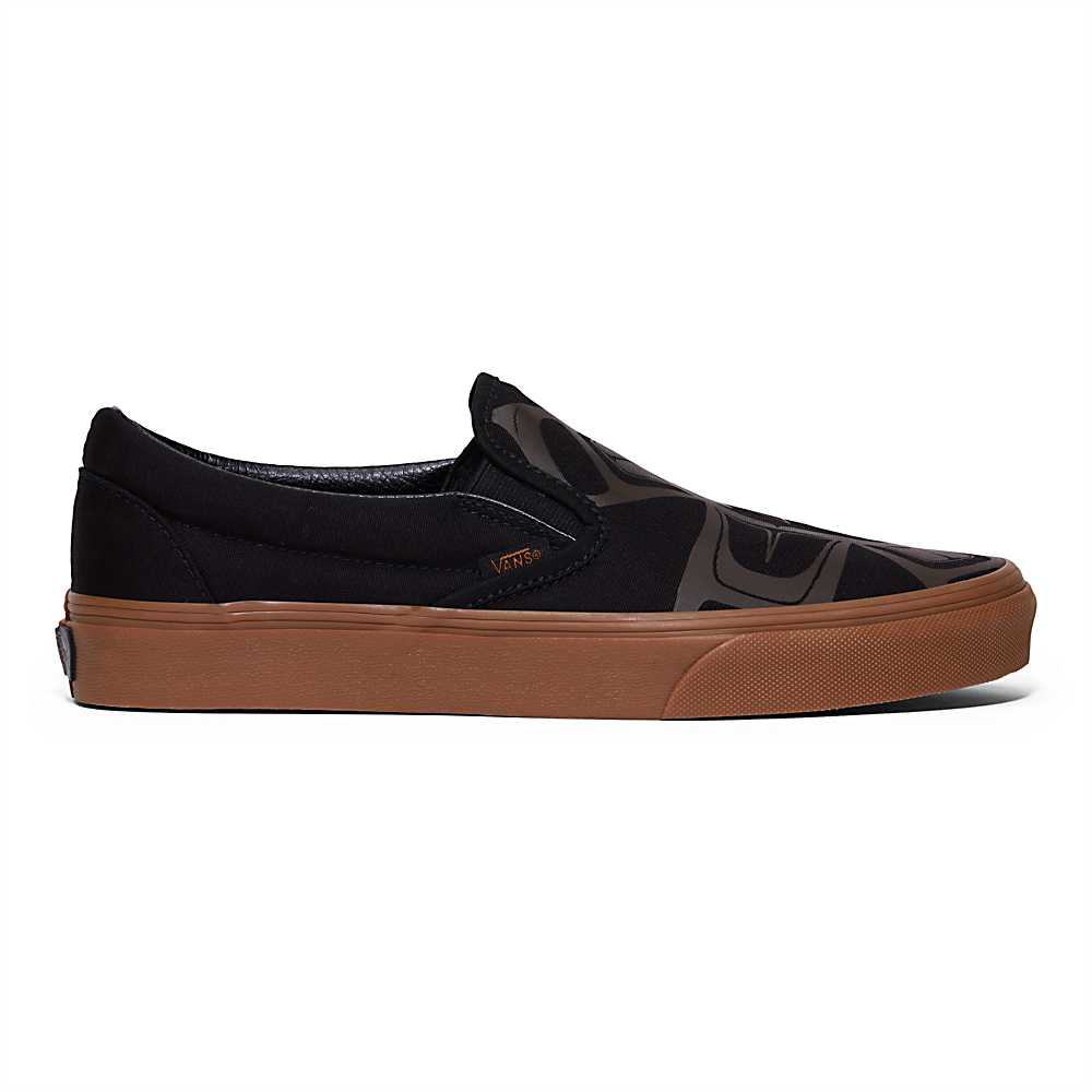 Men's Vans Classic Slip-On Sneakers Black / Brown | USA87519