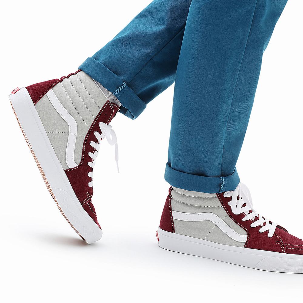 Men's Vans Classic Sport Sk8-Hi Sneakers Red / Grey | USA30172