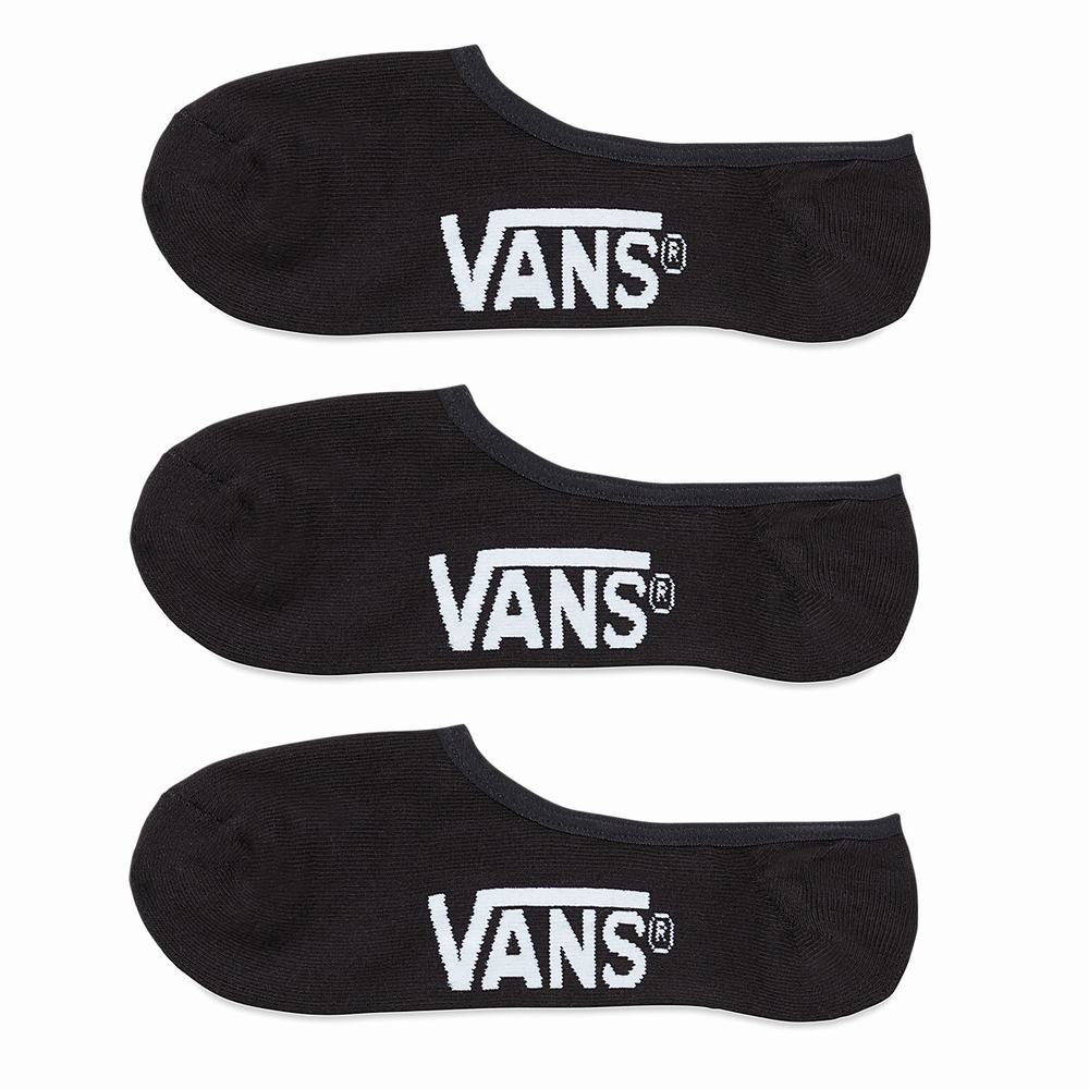 Men\'s Vans Classic Super No Show (3 Pair PK) Socks Black | USA40398