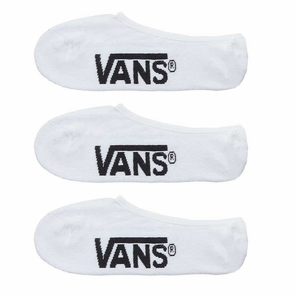 Men\'s Vans Classic Super No Show (3 Pair PK) Socks White | USA51978