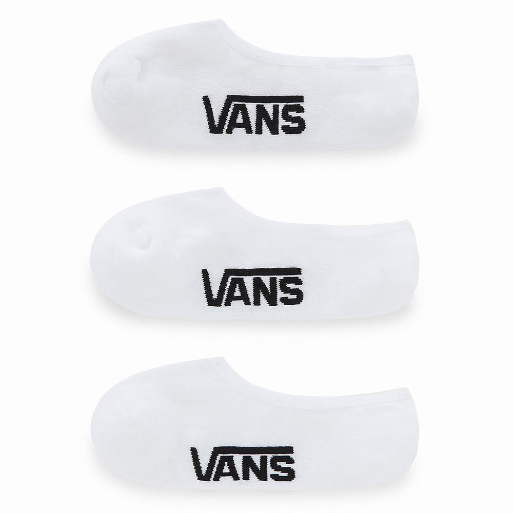 Men\'s Vans Classic Super No Show (3 pairs) Socks White | USA27385