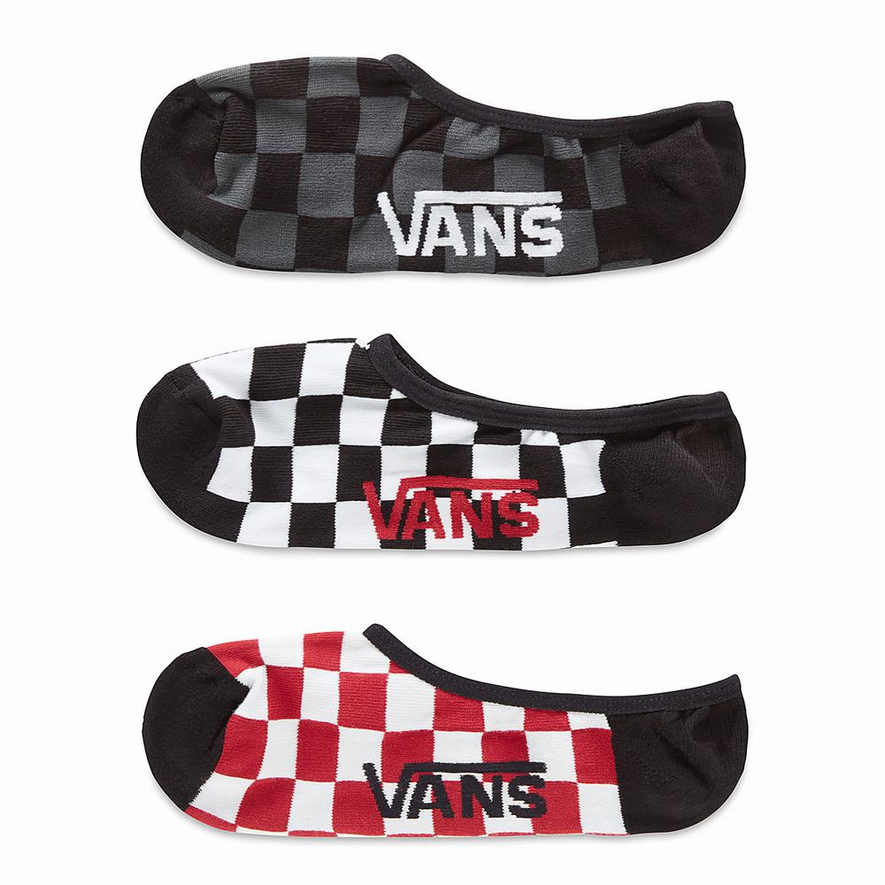 Men\'s Vans Classic Super No Show (3 pairs) Socks Red | USA40936