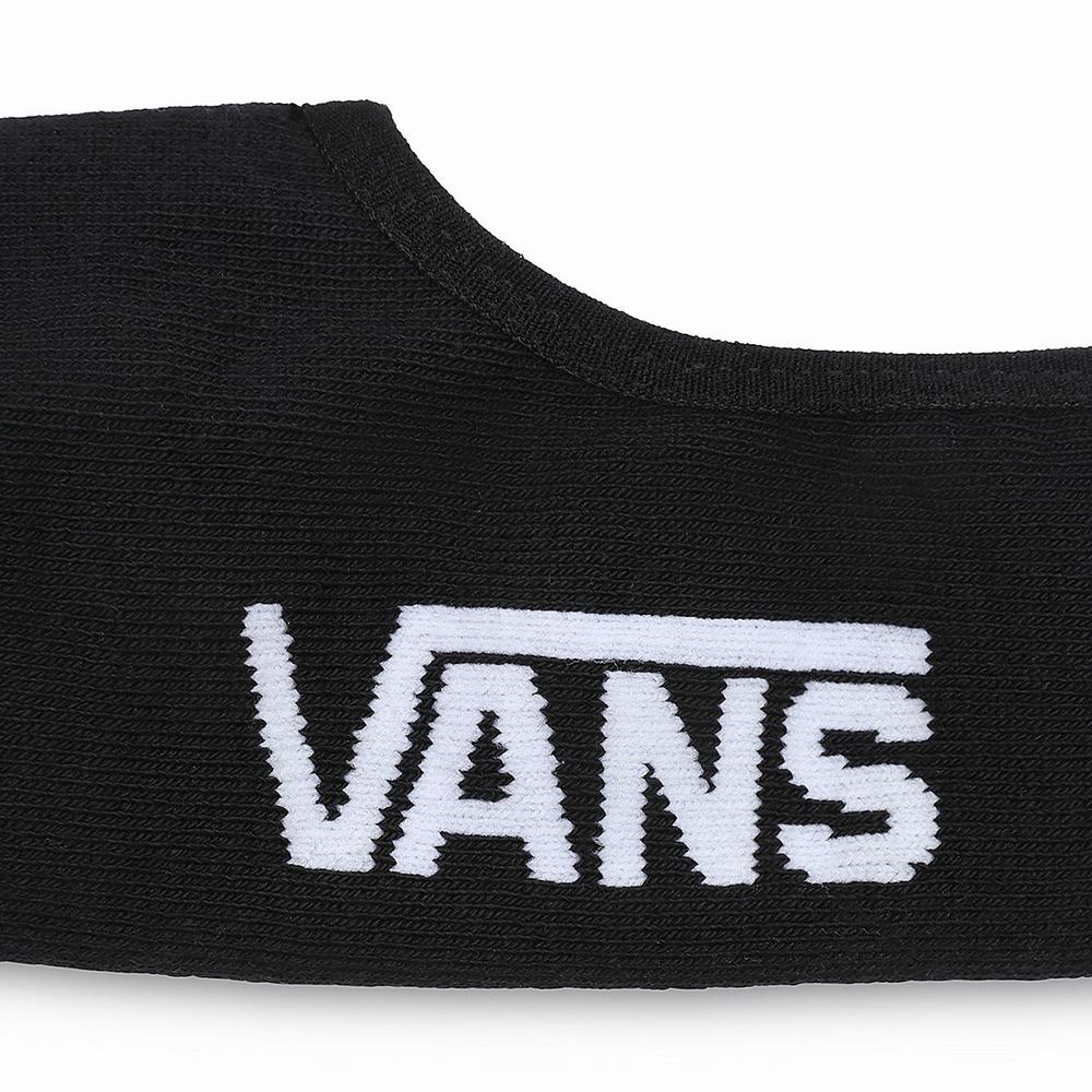 Men's Vans Classic Super No Show (3 pairs) Socks Black | USA80194