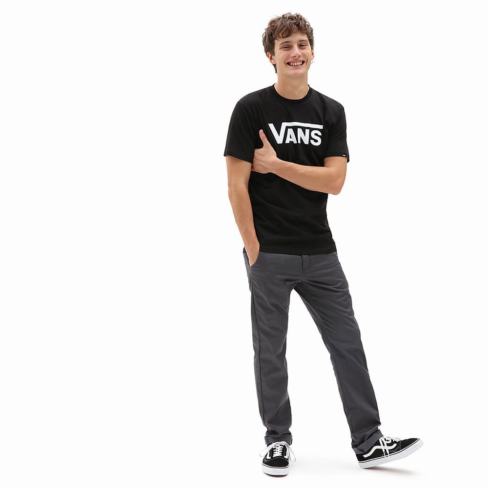 Men's Vans Classic T Shirts Black / White | USA40952