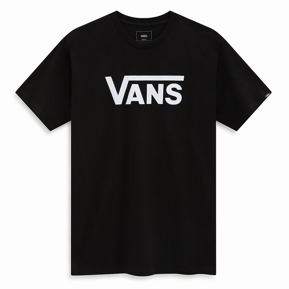 Men's Vans Classic T Shirts Black / White | USA40952