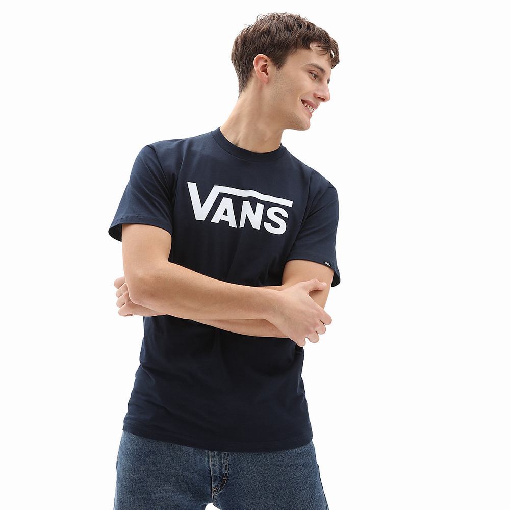 Men\'s Vans Classic T Shirts Blue / Navy | USA01432