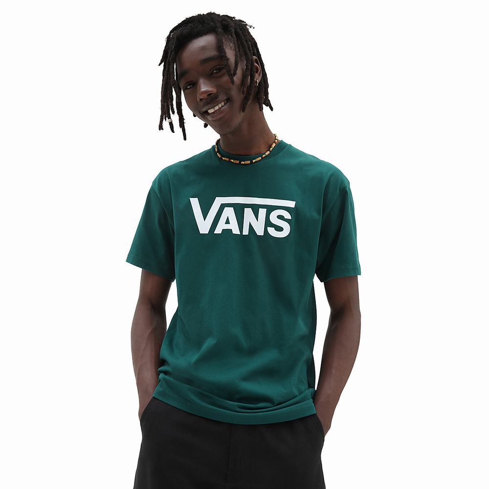 Men\'s Vans Classic T Shirts Green | USA18534