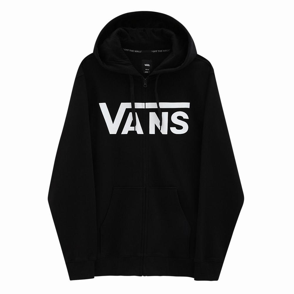 Men's Vans Classic Zip Hoodie Black / White | USA25641