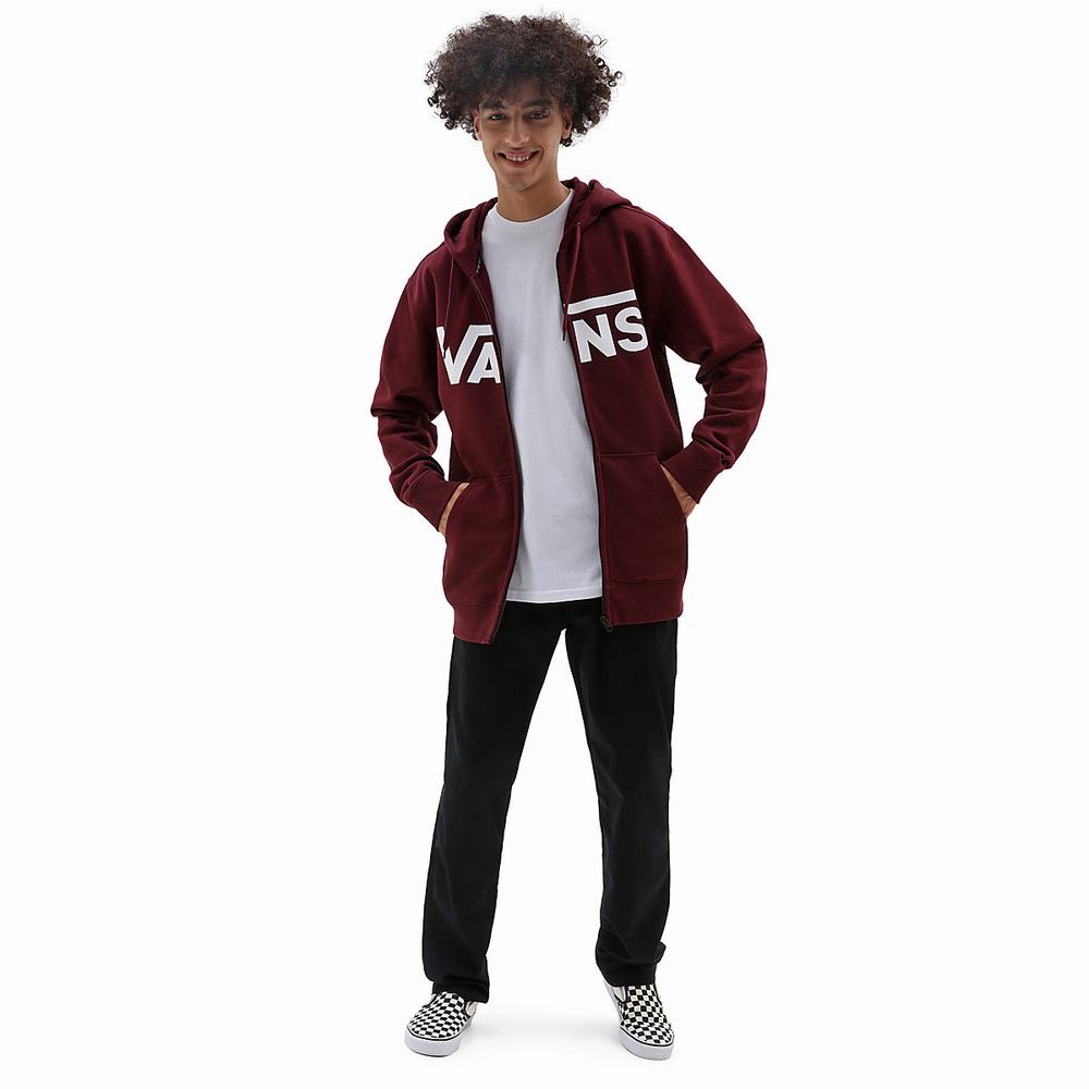 Men's Vans Classic Zip Hoodie Red | USA86912