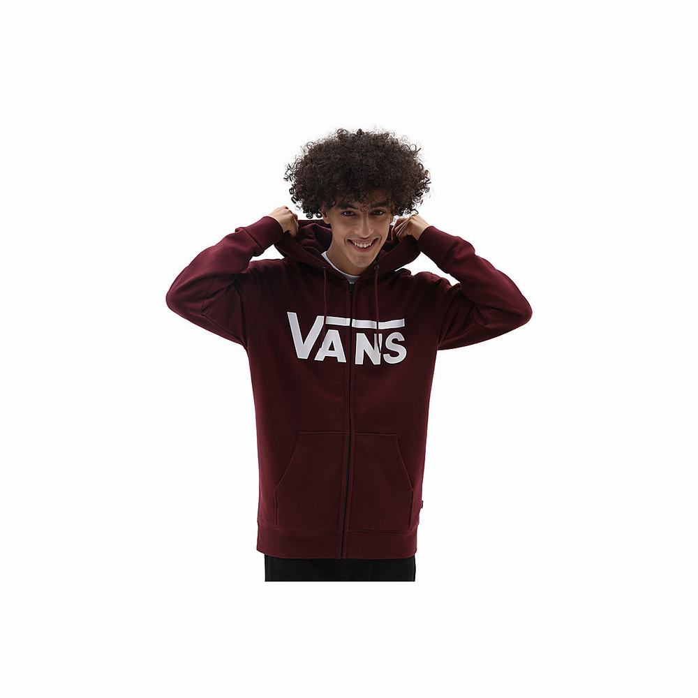 Men\'s Vans Classic Zip Hoodie Red | USA86912