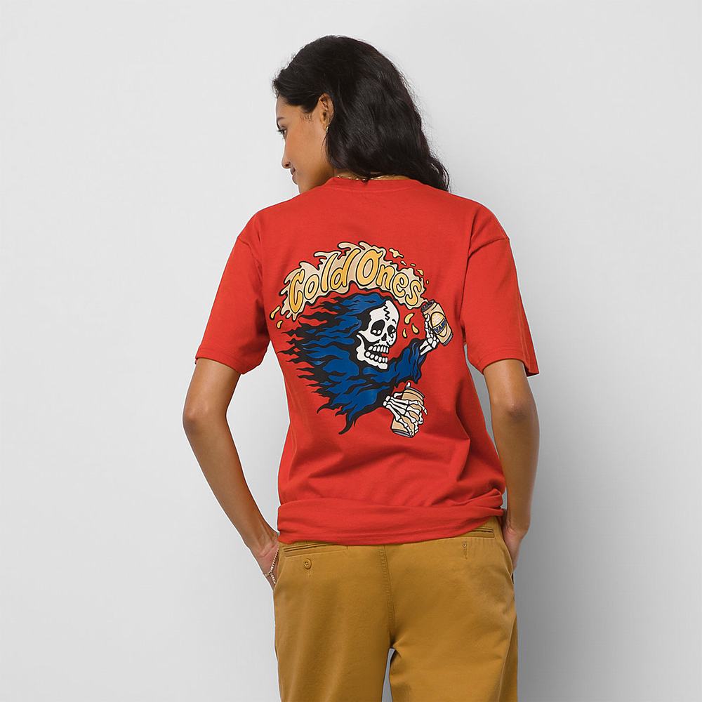 Men's Vans Cold Ones T Shirts Red | USA30572