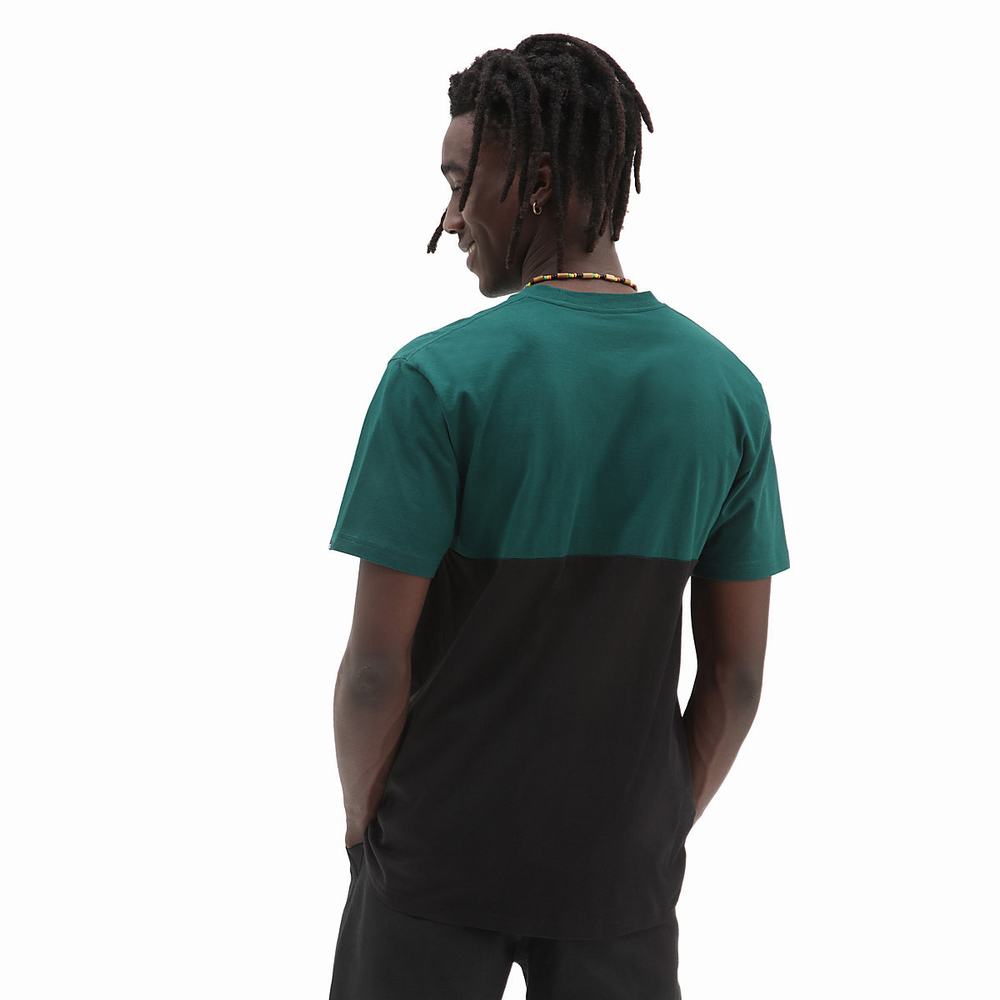 Men's Vans Colorblock T Shirts Black / Green | USA29864