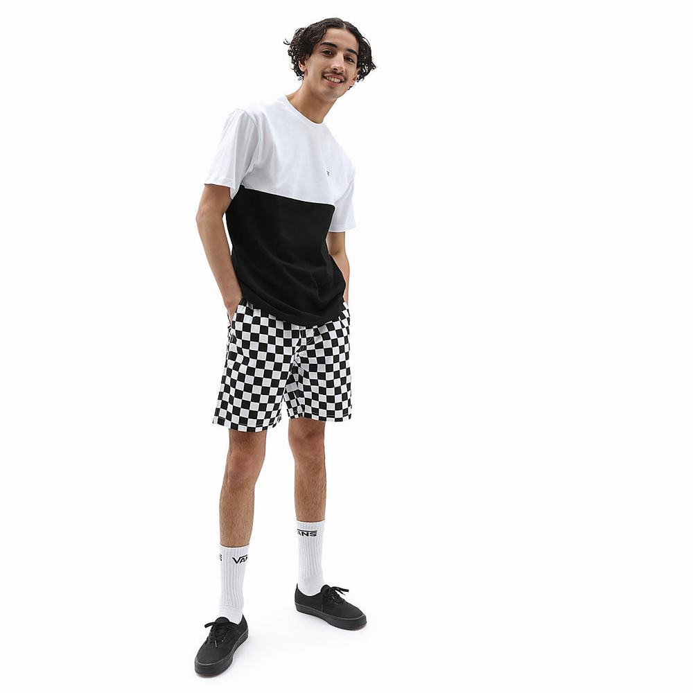 Men's Vans Colorblock T Shirts Black / White | USA54893