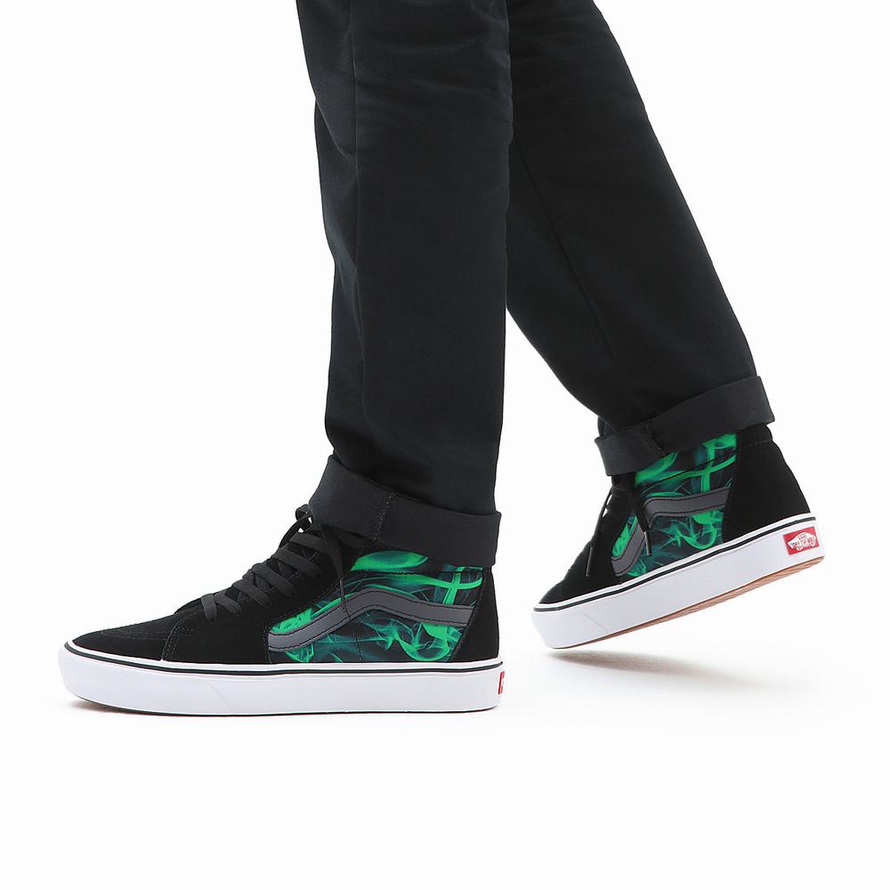 Men's Vans Comfycush Sk8-Hi Sneakers Black / Green | USA20574