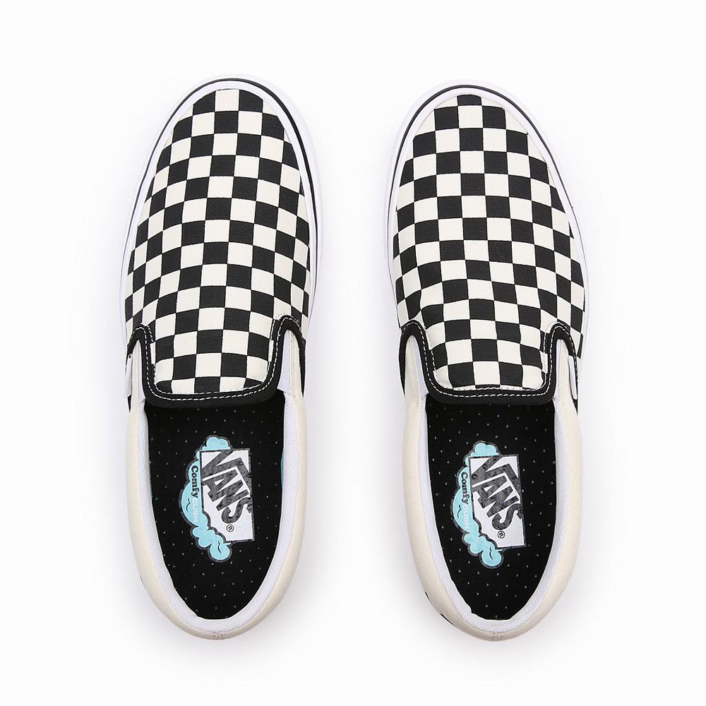 Men's Vans Comfycush Slip On Shoes Black / White | USA08914