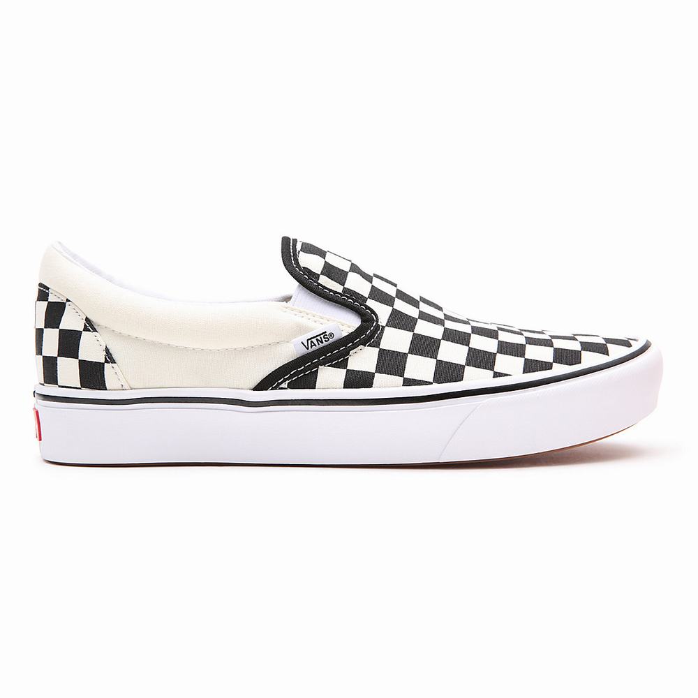 Men's Vans Comfycush Slip On Shoes Black / White | USA08914