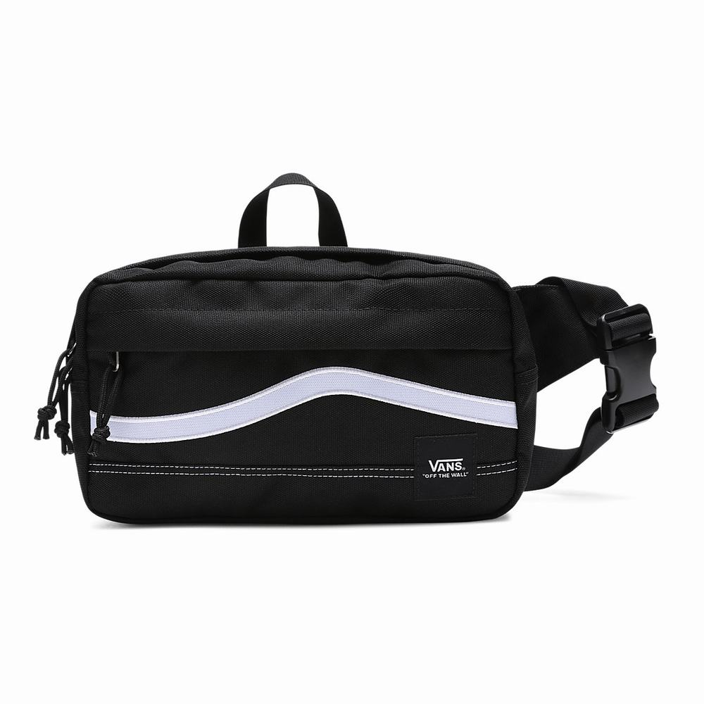 Men\'s Vans Construct Cross Body Bags Black / White | USA53490