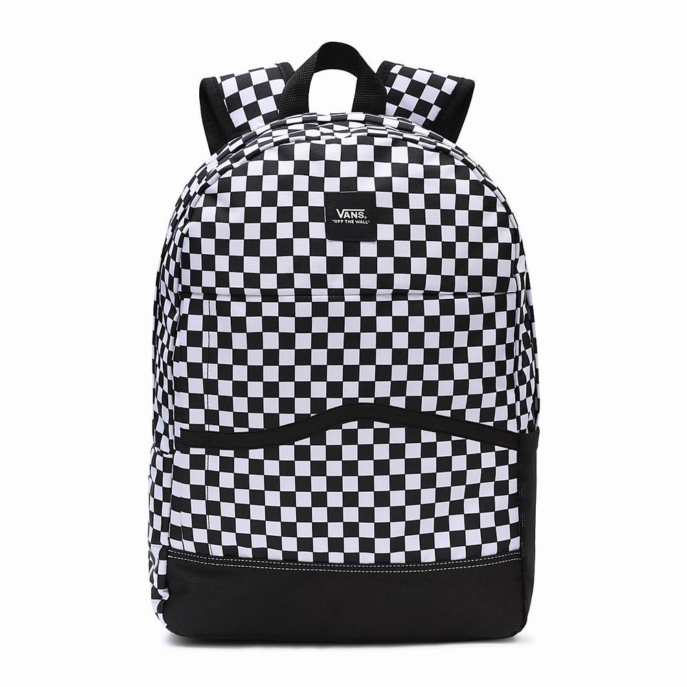 Men\'s Vans Construct Skool Backpacks Black / White | USA36542