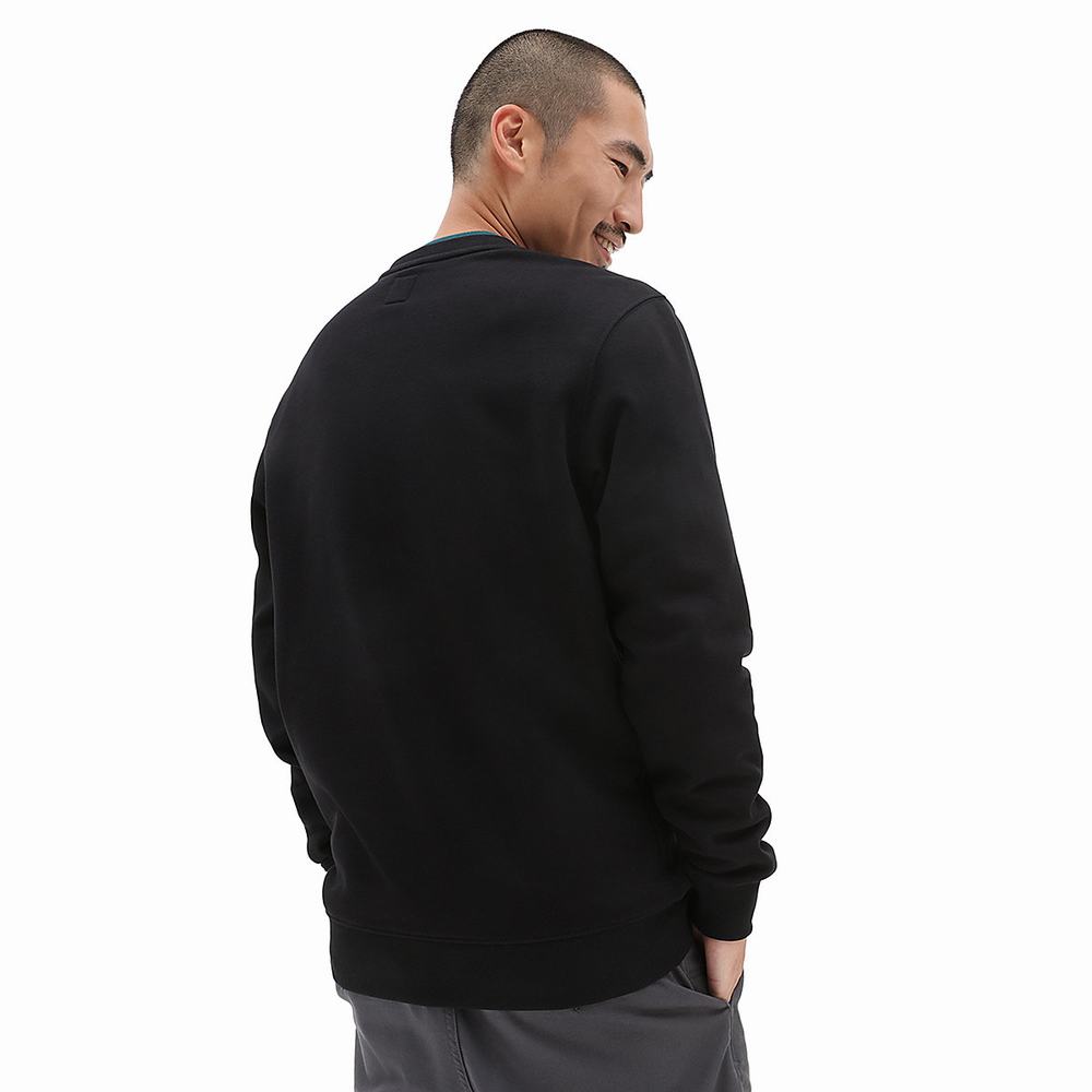 Men's Vans Core Basic Crew Fleece Sweatshirts Black | USA85643