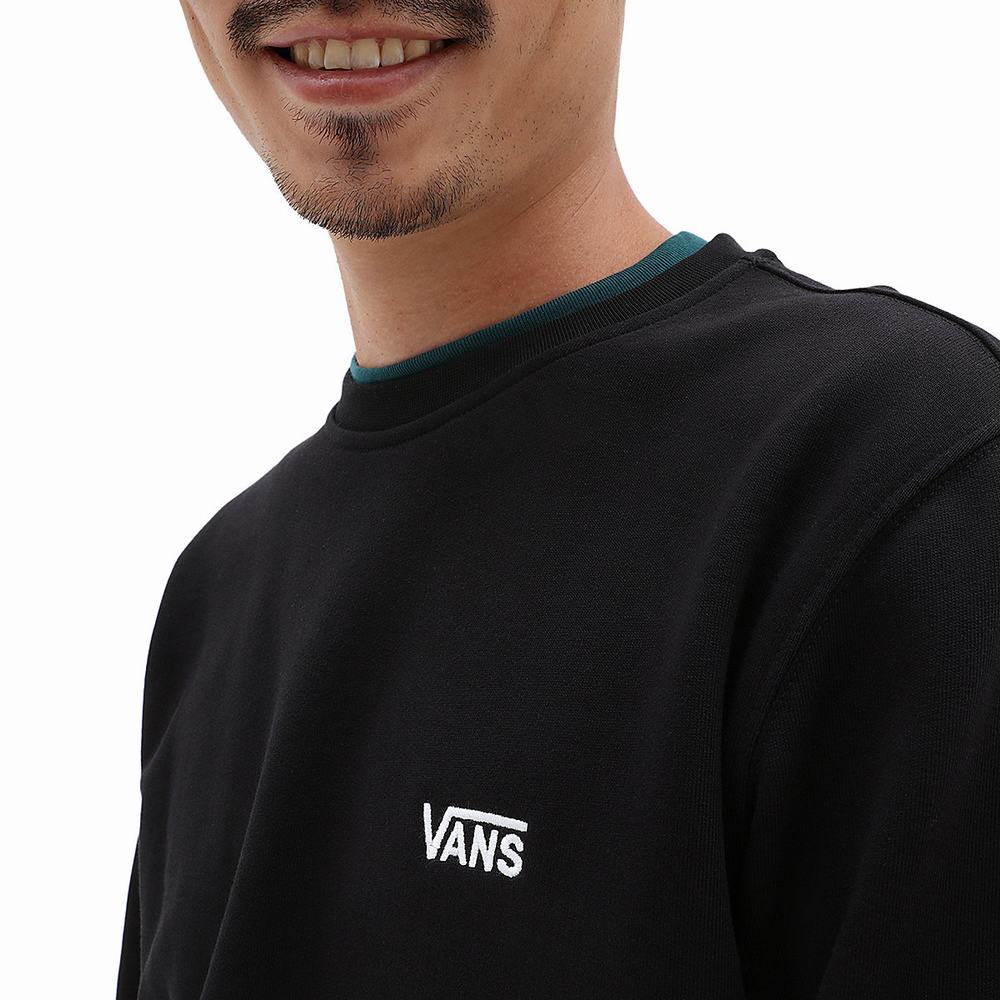 Men's Vans Core Basic Crew Fleece Sweatshirts Black | USA85643