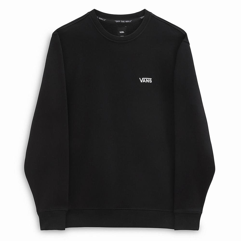 Men's Vans Core Basic Crew Fleece Sweatshirts Black | USA85643