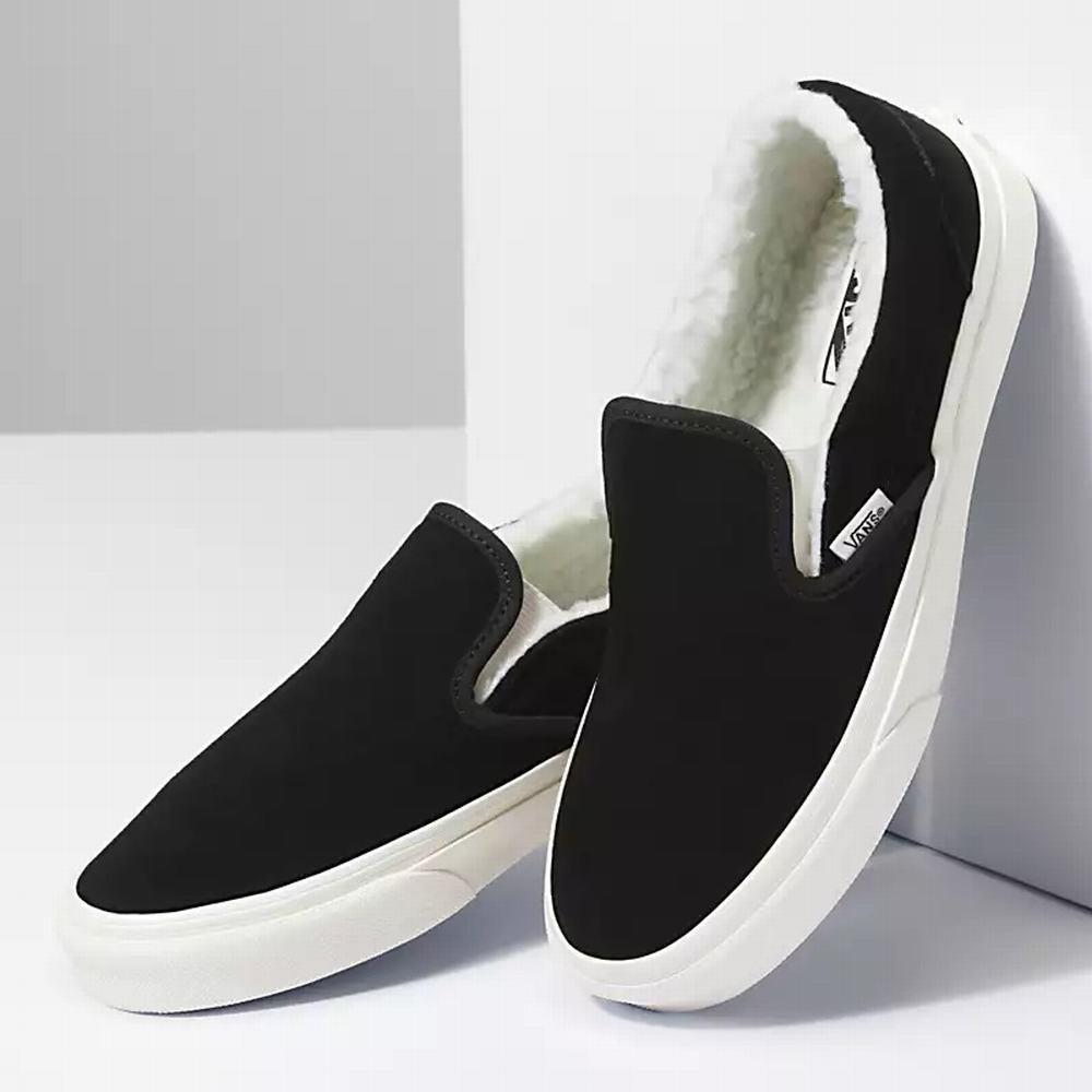 Men's Vans Cozy Hug Classic Slip On Shoes Black | USA01968