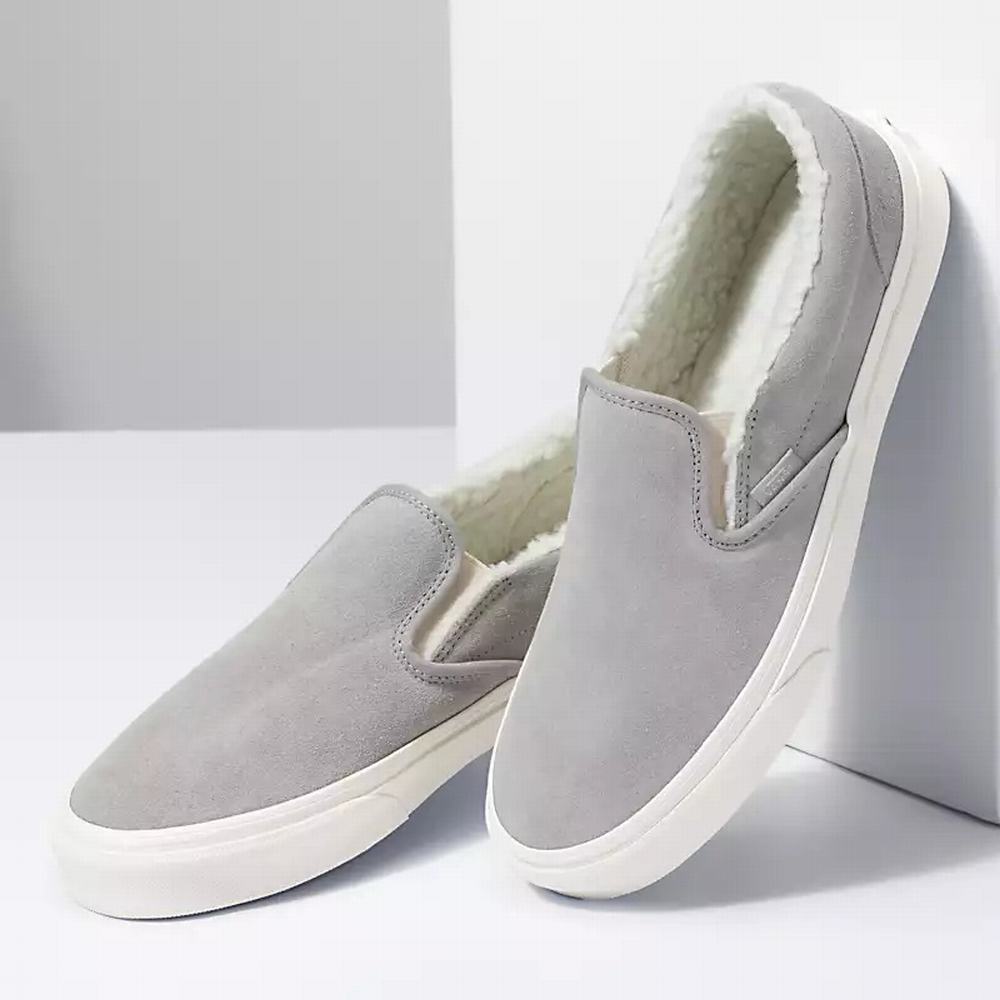 Men's Vans Cozy Hug Classic Slip On Shoes Grey | USA24071