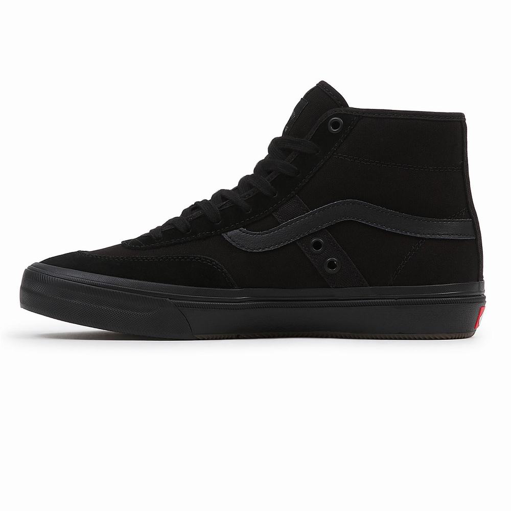 Men's Vans Crockett High Sneakers Black | USA07324