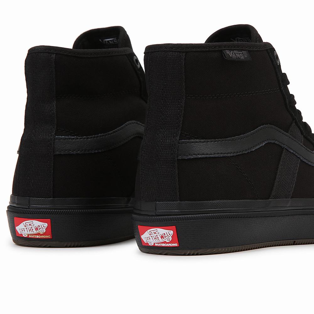 Men's Vans Crockett High Sneakers Black | USA07324