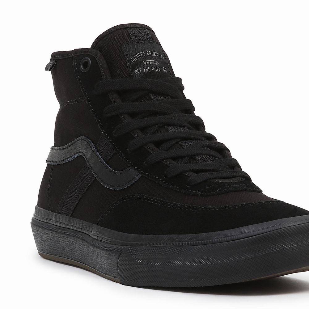 Men's Vans Crockett High Sneakers Black | USA07324