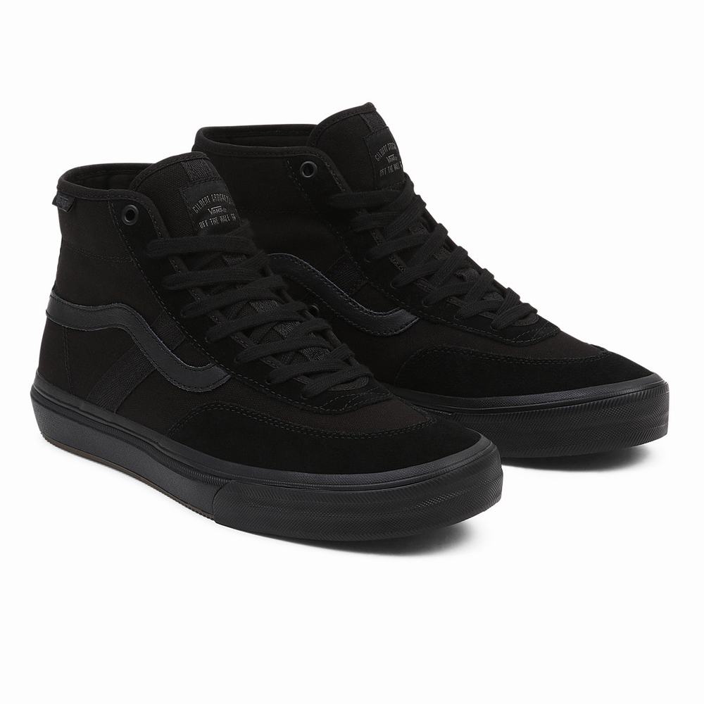 Men\'s Vans Crockett High Sneakers Black | USA07324