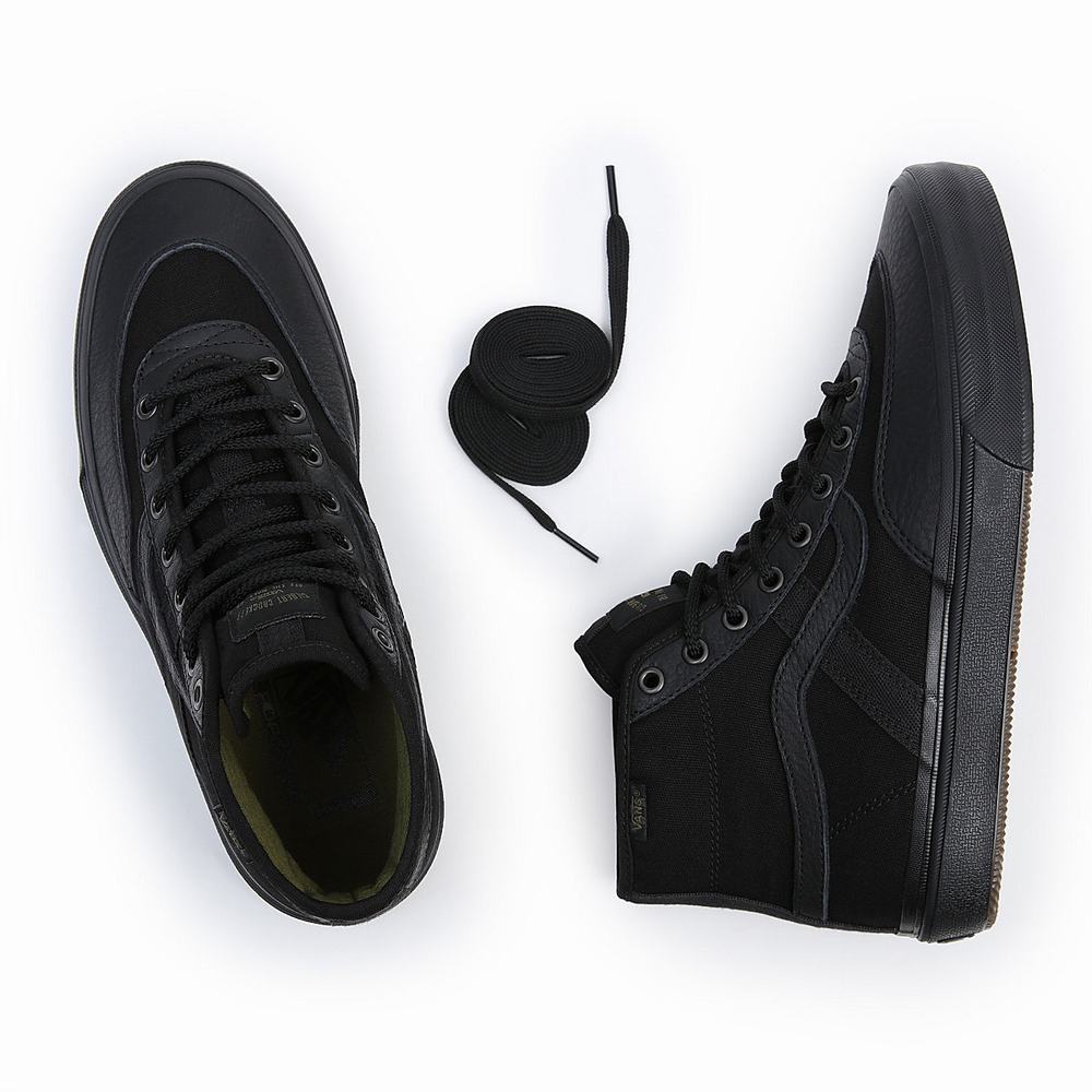 Men's Vans Crockett High Sneakers Black | USA23517