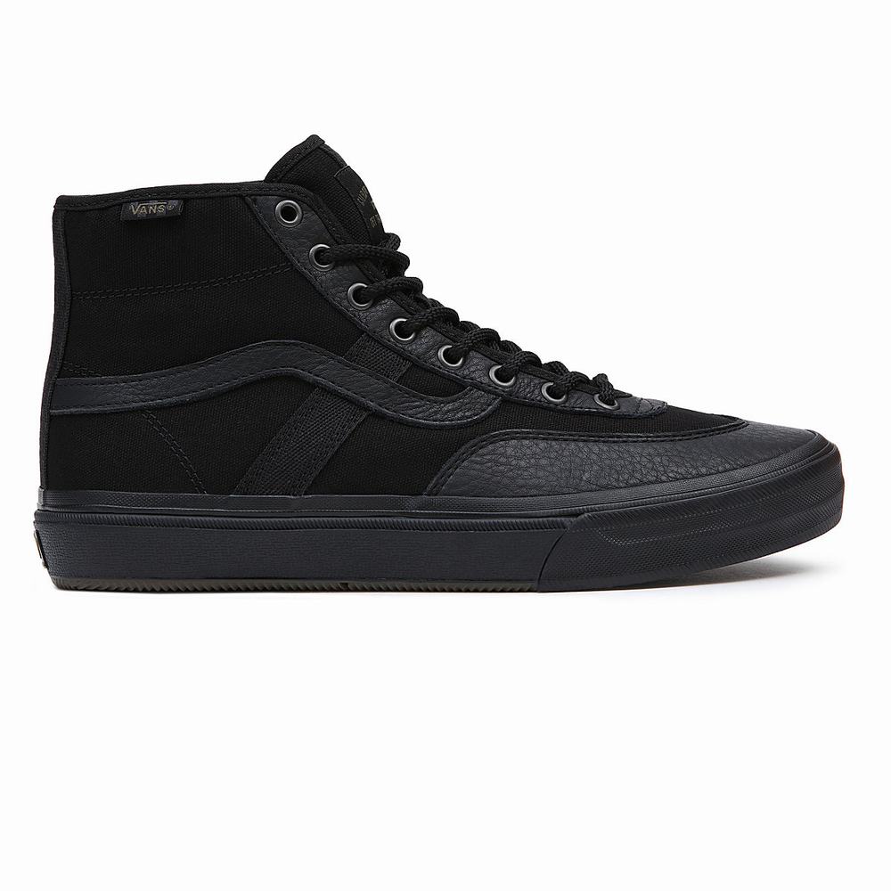 Men's Vans Crockett High Sneakers Black | USA23517