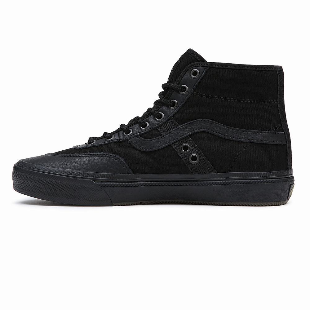 Men's Vans Crockett High Sneakers Black | USA23517