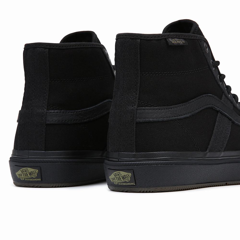 Men's Vans Crockett High Sneakers Black | USA23517