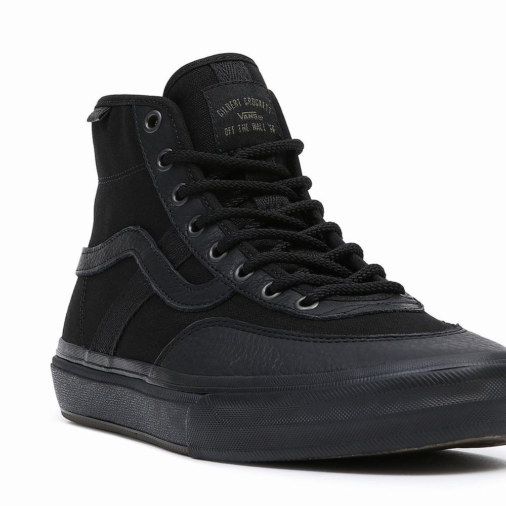 Men's Vans Crockett High Sneakers Black | USA23517